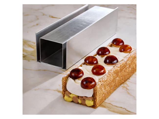 Kit moule barre pâte feuilletée - inox et aluminium - 25 x 7,6 x ht 6,9 cm - Pavoni