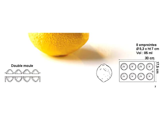 Moule silicone 3D Citron format individuel - Cedric Grolet - 30 x 17,5 cm - Pavoni