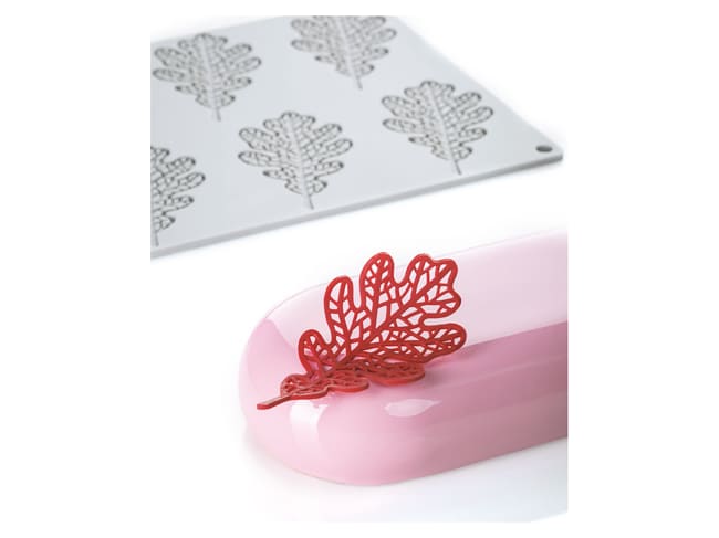 Moule silicone Pavodécor - Décor feuille de chêne - 8 empreintes - Pavoni