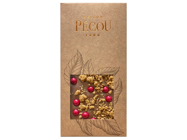 Tablette "La Festive" - Chocolat Lait spéculoos - 70 g DDM proche - Pécou