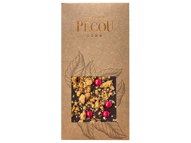 Tablette "La Festive" - Chocolat Noir spéculoos - 70 g DDM proche - Pécou