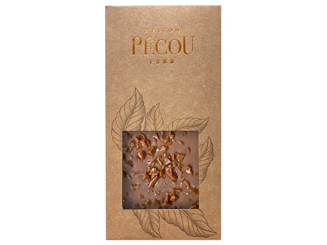 Tablette "La Délicieuse" - Chocolat Lait caramel fleur de sel - 70 g DDM proche - Pécou