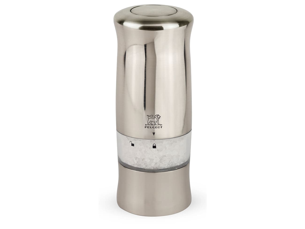 Moulin à Sel électrique Peugeot Zeli - Acier, éclairage LED, Réglage Mouture, 14 Cm, Piles Incluses
