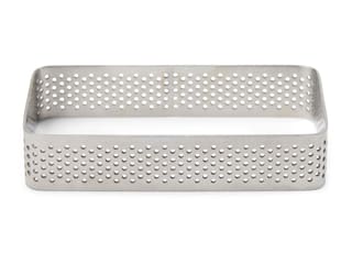 Rectangle à tarte perforé inox - Bord arrondi - 10 x 6 cm - Patisse