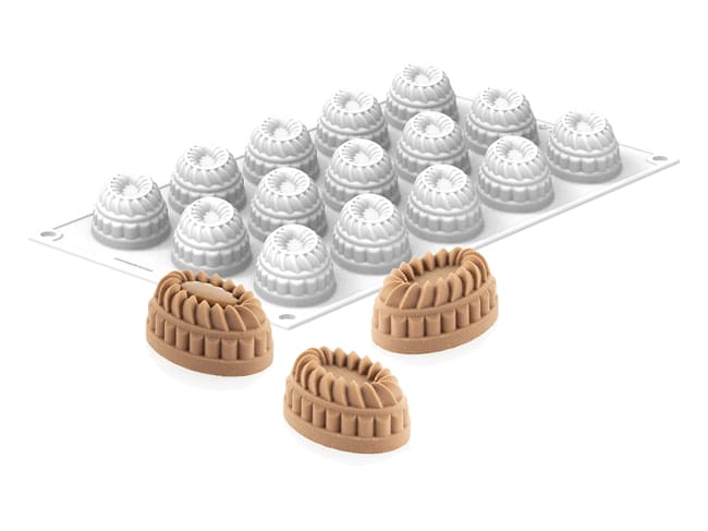 Moule silicone 15 ovales - Pleincoeur - 5,3 x 3,6 x ht 2,5 cm - Silikomart