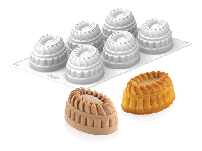 Moule silicone 6 ovales - Pleincoeur - 12,4 x 8,4 x ht 4,3 cm - Silikomart