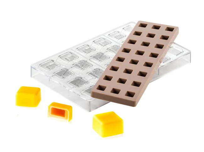 Moule chocolat avec insert - 24 carrés - 2,5 x 2,5 cm - Silikomart