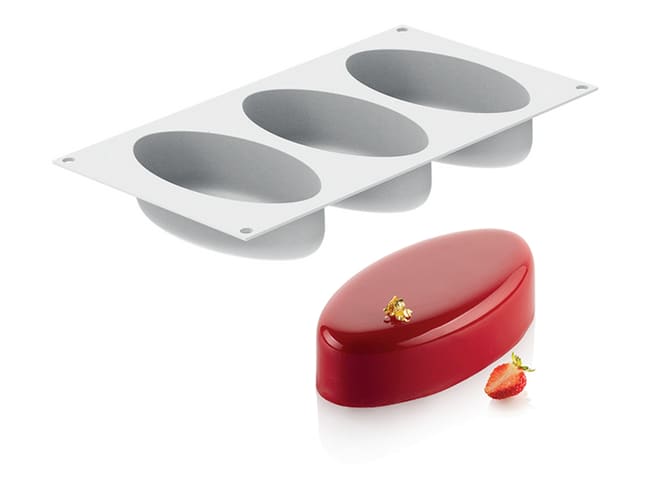 Moule silicone - 3 ellipses - 14,8 x 7,6 x ht 4 cm - Silikomart