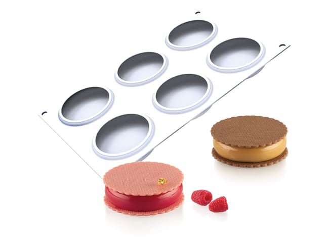 Moule silicone - 6 ronds décorés biscuit - 30 x 17,5 cm Occasion - Silikomart
