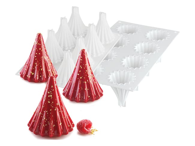 Moule silicone Astro - 8 sapins coniques Ø 6,7 cm - 30 x 17,5 cm - Silikomart