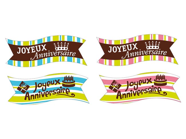 Banderole azyme "Joyeux anniversaire" (x 24) - Décoration gâteau - Florensuc