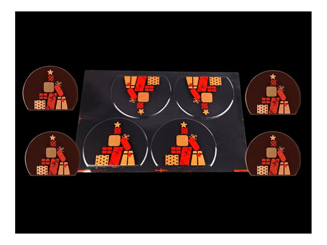 Moule pour embout de bûche - décor paquets cadeau - DDM proche - Florensuc