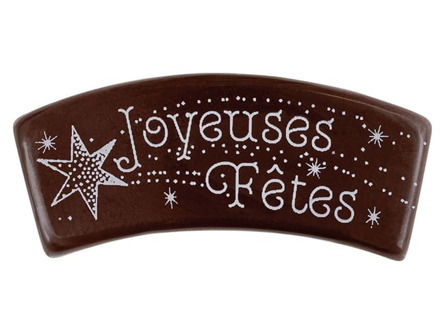 Moule thermoformé pré-imprimé - Banderole Joyeuses Fêtes - 7 x 3,1 cm - Florensuc