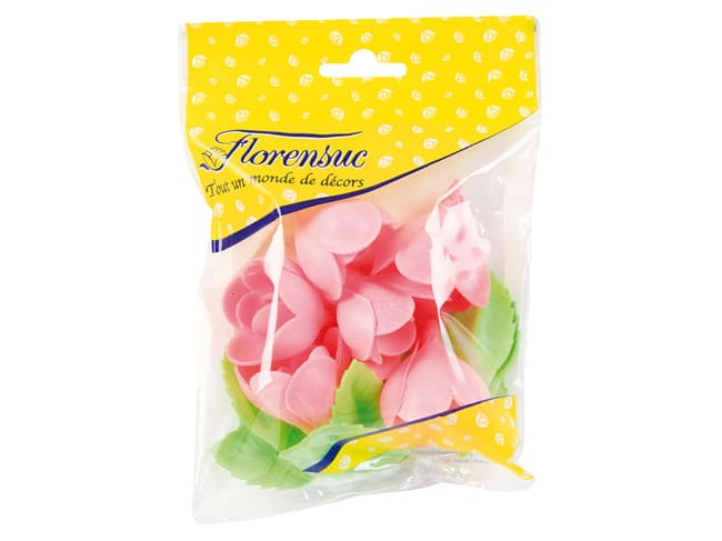 Petites roses avec feuilles (x 6) - azyme - Ø 4 cm - Florensuc