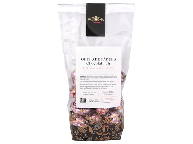 Oeufs de Pâques chocolat noir - praliné amande-noisette - 200 g - Valrhona