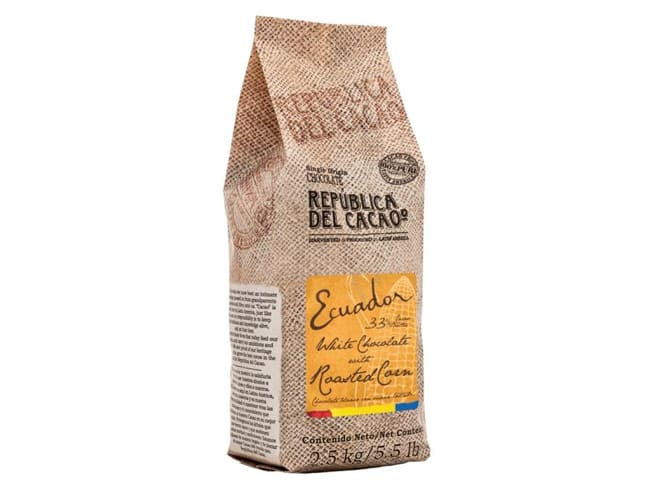 Chocolat blond Équateur avec maïs grillé - 33% cacao - 2,5 kg - Republica Del Cacao