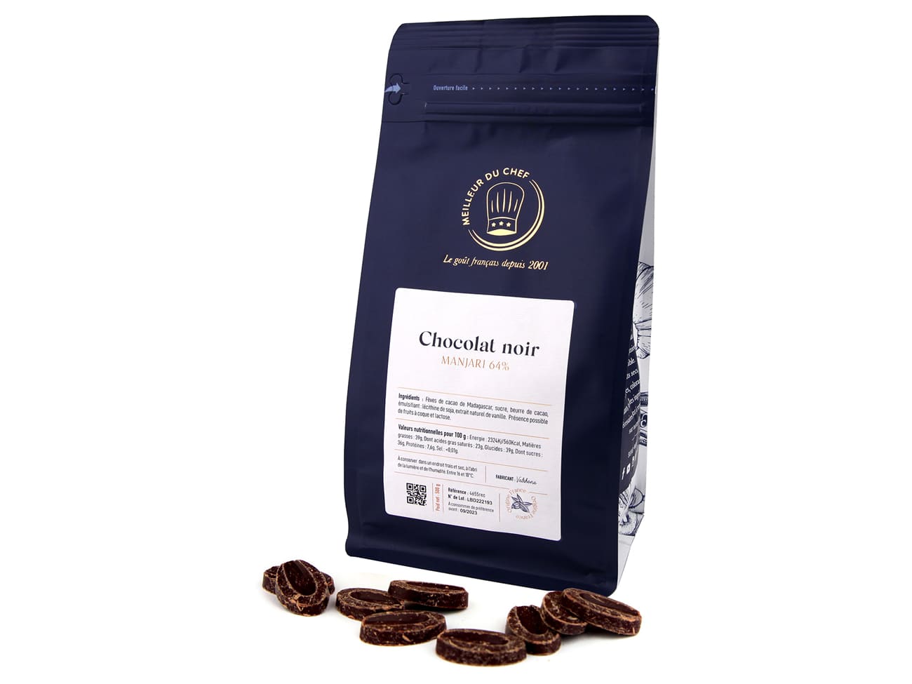 Découvrez, Valrhona Chocolat noir Manjari 64% de cacao aux pépites à  l'orange 120g