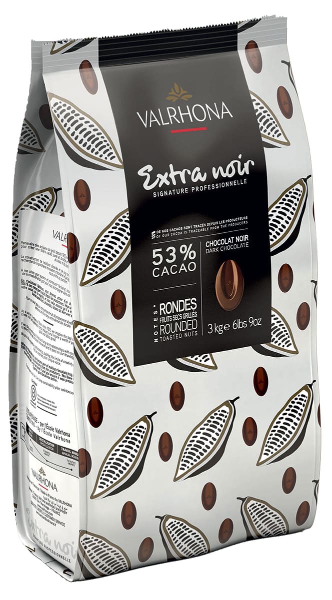 Chocolat noir Extra Noir - 53% cacao - 3 kg - Valrhona - Meilleur du Chef