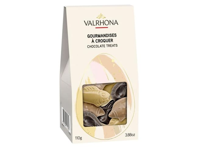 Gourmandises à croquer - chocolat noir, lait et dulcey - 110 g DDM proche - Valrhona