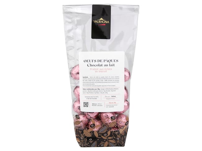 Oeufs de Pâques chocolat au lait - praliné aux éclats de biscuit - 200 g - Valrhona
