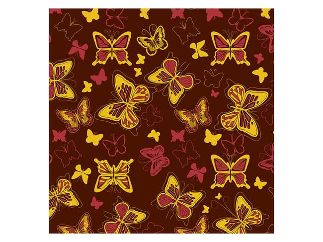 Feuille transfert chocolat - Papillons - Lot de 5 feuilles DDM proche - Valrhona