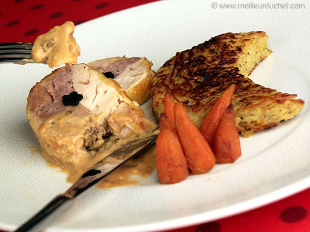 Ballotine de poulet de Bresse farci aux morilles