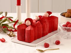 Bûche de Noël glacée, framboises, litchis