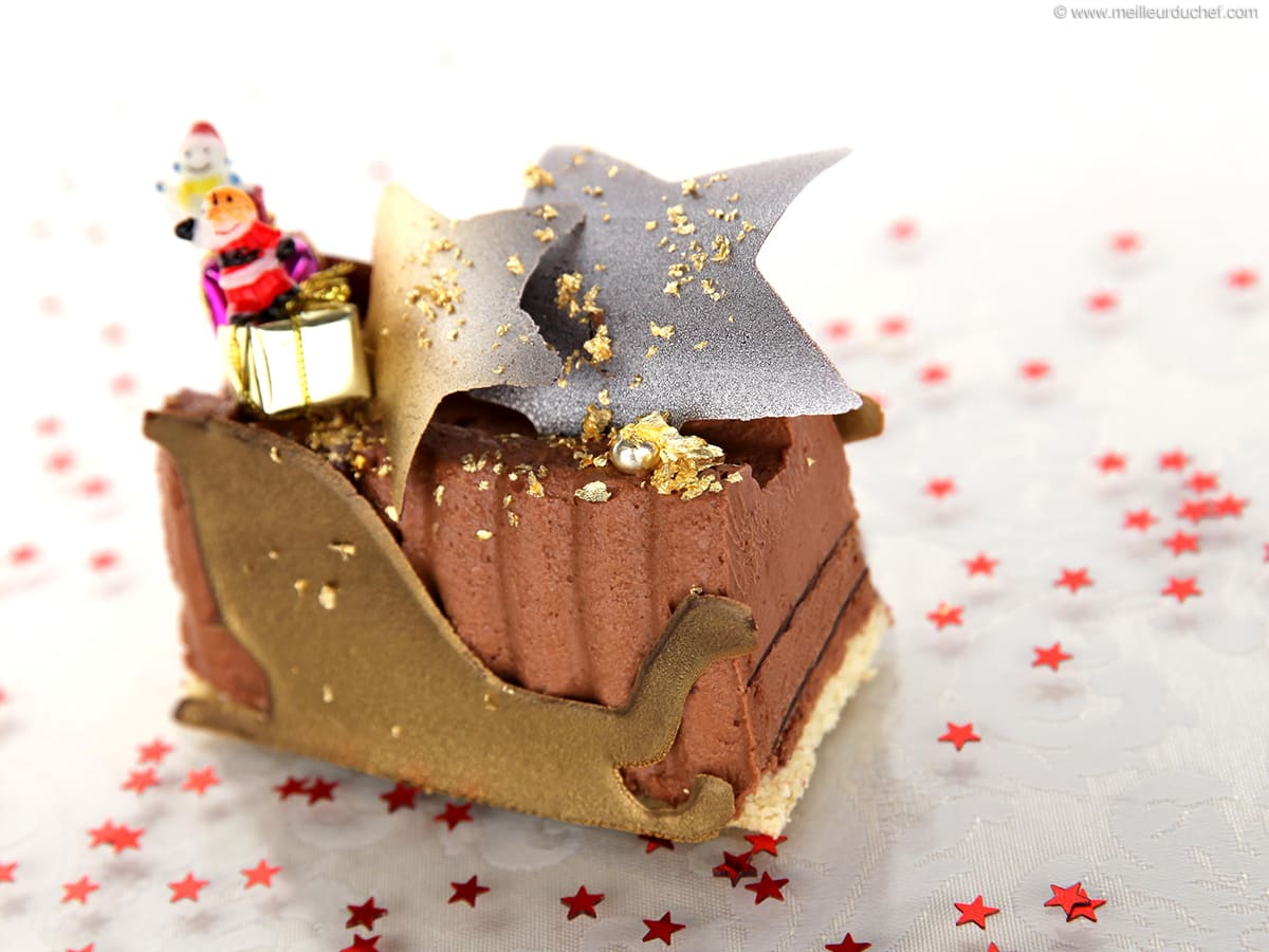 Set embouts de bûche de Noël et décors alimentaires : Père Noël et cadeaux