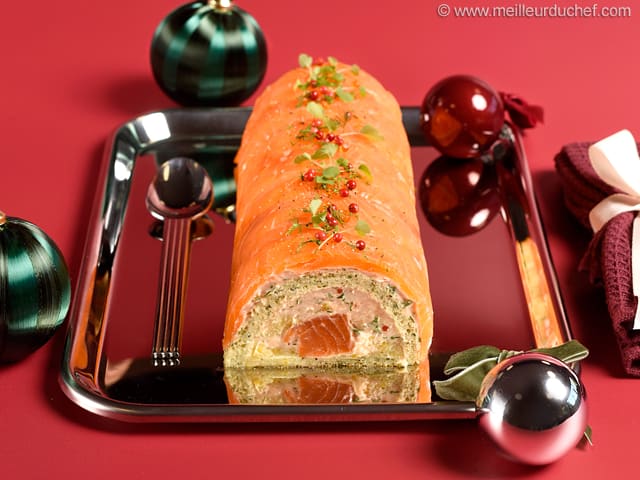 Bûche de Noël salée à la truite de Banka
