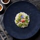 Carpaccio de coquilles Saint-Jacques, citron caviar et fleur de yucca
