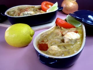 Cocotte de lotte au curry et lait de coco