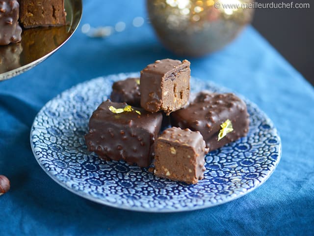 Pralinéa croustilles de céréales enrobées de praliné et chocolat