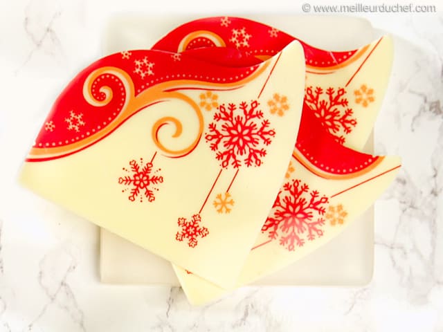 Feuilles transfert chocolat pas cher décors Noel assorties