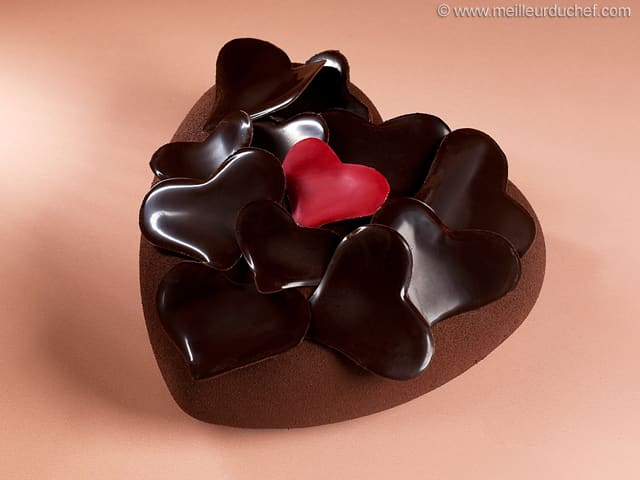 Entremets cœur Saint Valentin, chocolat & framboise