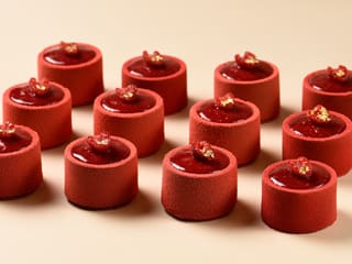 Entremets fraîcheur framboise, vanille, chocolat