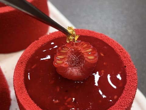 Entremets fraîcheur framboise, vanille, chocolat - 135