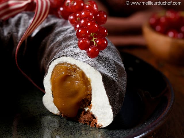 Entremets gourmand de Noël au caramel et praliné