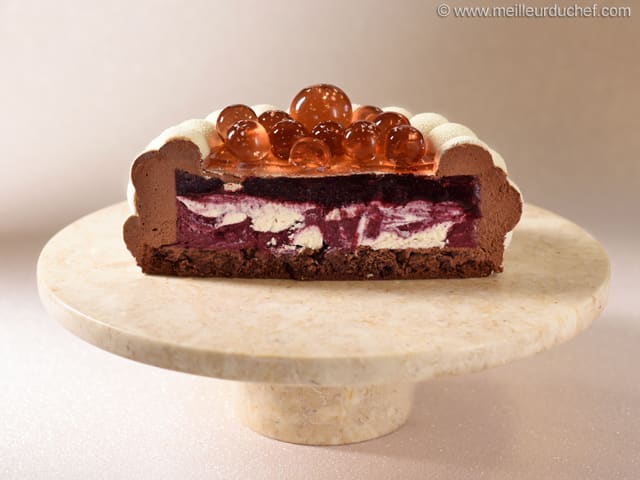 Entremets myrtilles, chocolat & vanille