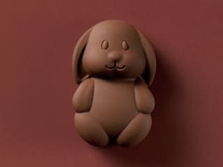 Lapin au chocolat au lait, cœur croustillant et guimauve vanillée