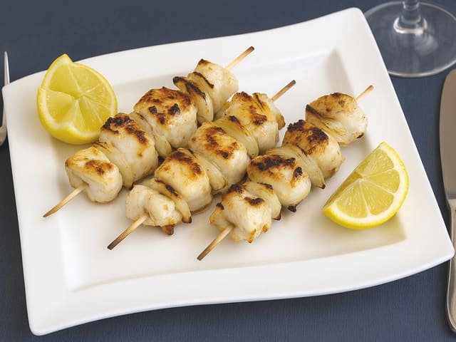 Brochettes de lotte au citron
