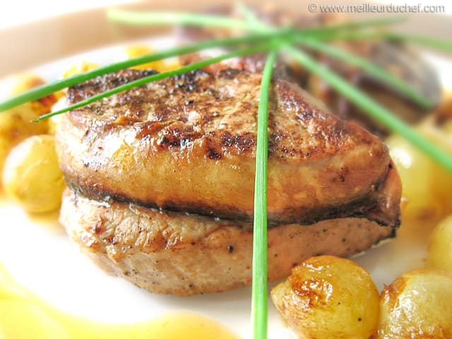 Médaillon de veau et foie gras au raisin