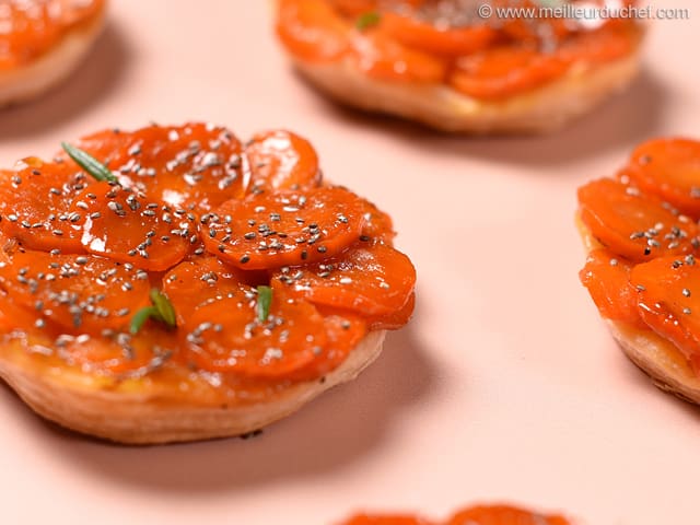 Mini-tatin de carottes au cumin et miel