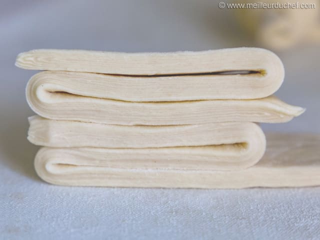 Pâte feuilletée réalisée au laminoir