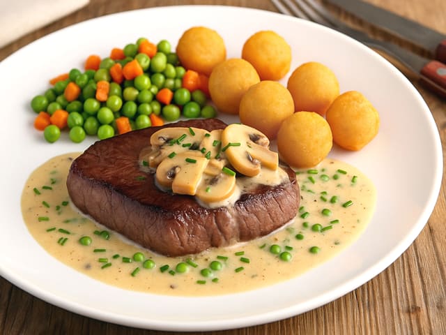 Pavés d'autruche aux champignons