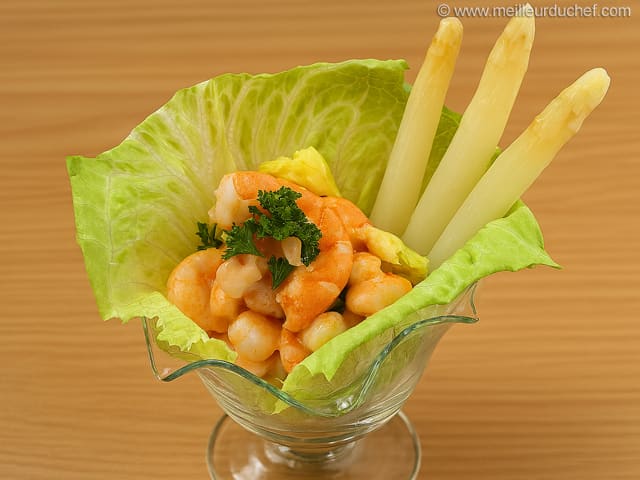 Salade d'asperges aux crustacés