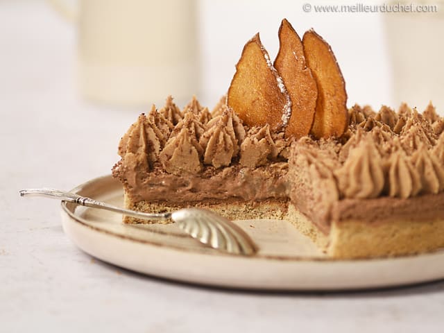 Tarte poire, chocolat et noix de pécan