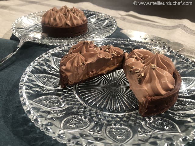 Tartelette chocolat noir et praliné feuilleté