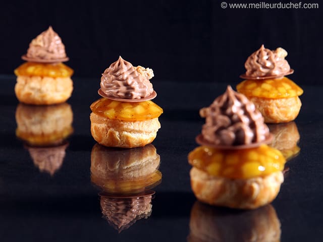 Chocolate, Pecan & Mango Choux Buns