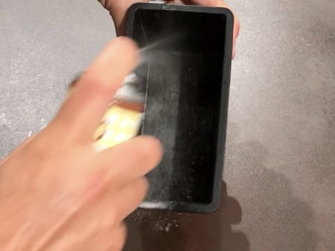 Grease a bread pan with an oil spray