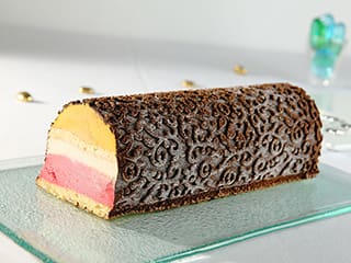 Ice Cream Yule Log, Baroque Finish